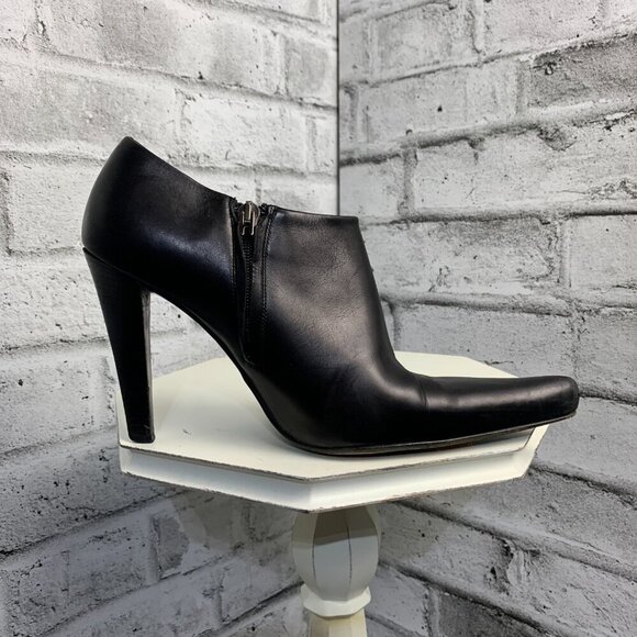 Vintage Y2K Vergelio Black Leather Pointed Toe High Heel Ankle Bootie - Picture 3 of 11